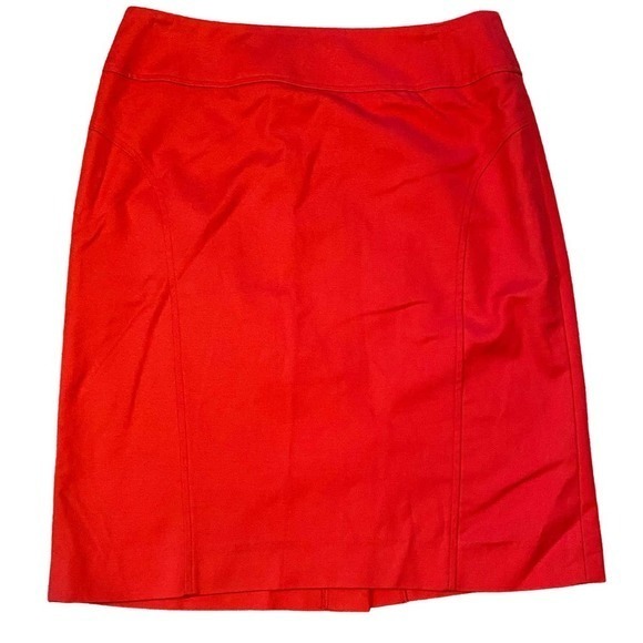 Sandro Studio Red Stretch Pencil Skirt Short Mini‎ Summer Back Slit - Picture 1 of 5